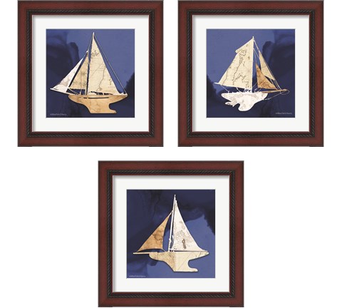 Sailboat Blue 3 Piece Framed Art Print Set by Bluebird Barn