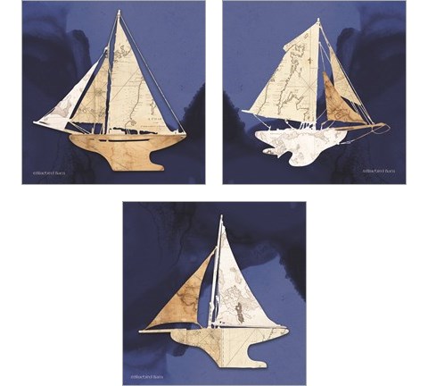 Sailboat Blue 3 Piece Art Print Set by Bluebird Barn