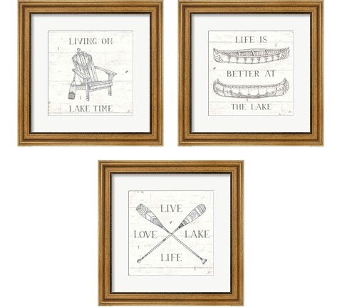 Lake Sketches  3 Piece Framed Art Print Set by Daphne Brissonnet