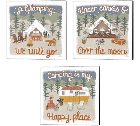 Gone Glamping 3 Piece Canvas Print Set by Laura Marshall