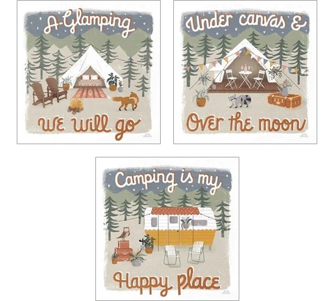 Gone Glamping 3 Piece Art Print Set by Laura Marshall