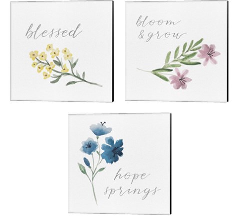 Wildflowers and Sentiment 3 Piece Canvas Print Set by Hartworks