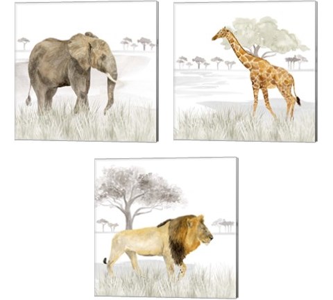 Serengeti Wildlife 3 Piece Canvas Print Set by Tara Reed