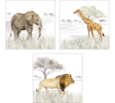 Serengeti Wildlife 3 Piece Art Print Set by Tara Reed