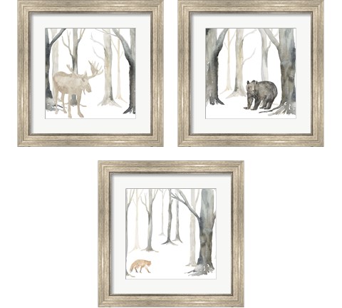 Winter Forest Animal 3 Piece Framed Art Print Set by Tara Reed