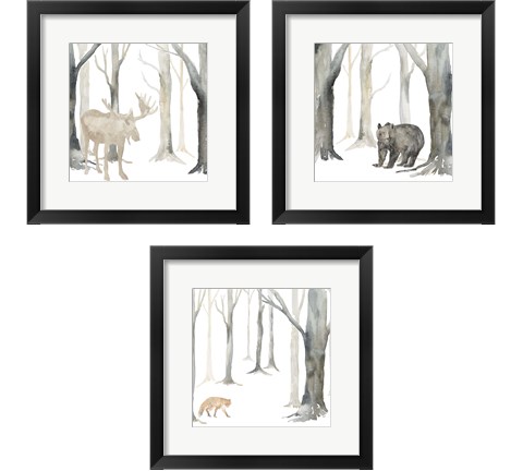 Winter Forest Animal 3 Piece Framed Art Print Set by Tara Reed