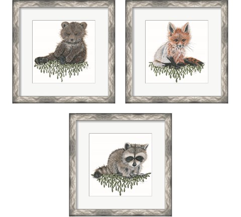 Baby Forest Animal 3 Piece Framed Art Print Set by Hollihocks Art