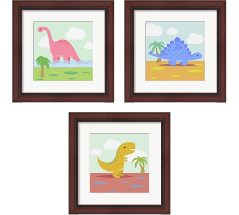 Li'l Dino 3 Piece Framed Art Print Set by Malia Rodrigues