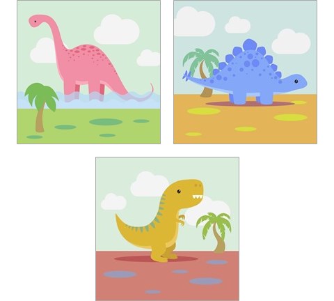 Li'l Dino 3 Piece Art Print Set by Malia Rodrigues