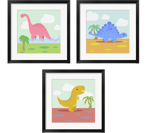 Li'l Dino 3 Piece Framed Art Print Set by Malia Rodrigues