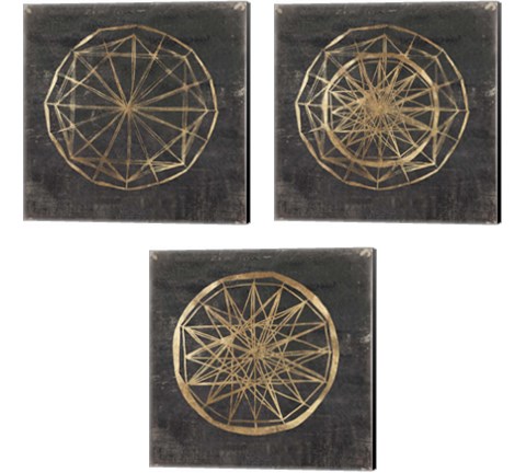 Golden Wheel 3 Piece Canvas Print Set by Aimee Wilson