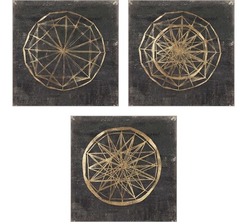 Golden Wheel 3 Piece Art Print Set by Aimee Wilson