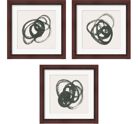 Scribbly Black 3 Piece Framed Art Print Set by Moira Hershey