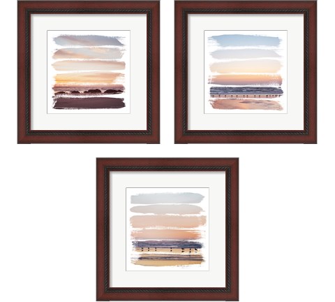 Sunset Stripes 3 Piece Framed Art Print Set by Laura Marshall
