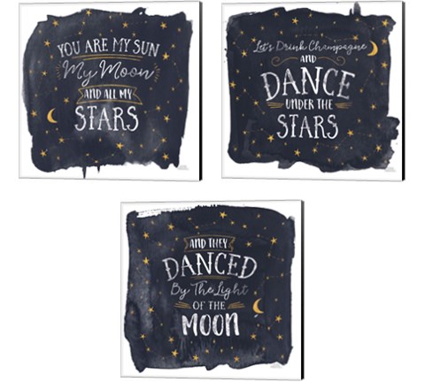 Celestial Love 3 Piece Canvas Print Set by Laura Marshall