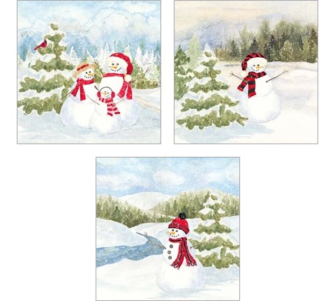 Snowman Wonderland 3 Piece Art Print Set by Tara Reed