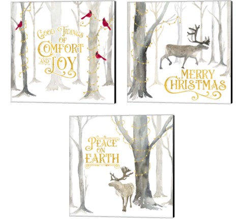 Christmas Forest 3 Piece Canvas Print Set by Tara Reed