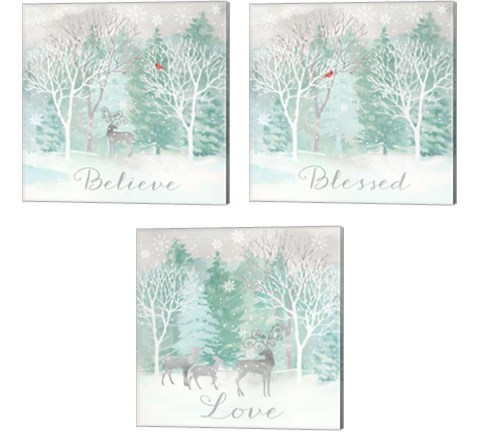 Peace on Earth Silver 3 Piece Canvas Print Set by Cynthia Coulter