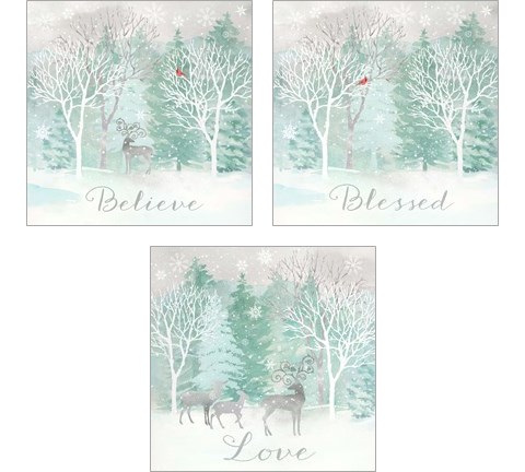 Peace on Earth Silver 3 Piece Art Print Set by Cynthia Coulter