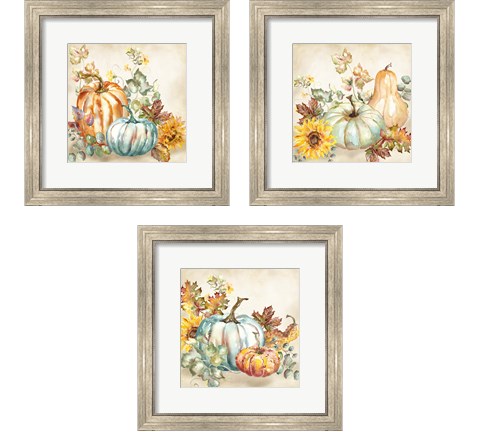 Watercolor Harvest Pumpkin 3 Piece Framed Art Print Set by Tre Sorelle Studios