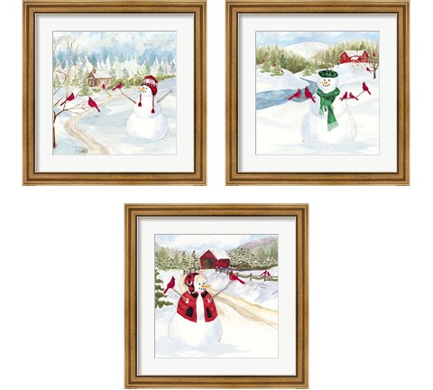Snowman Christmas 3 Piece Framed Art Print Set by Tara Reed