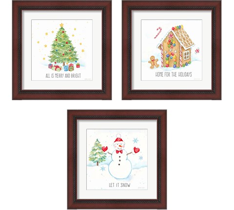 Vintage Holiday Cheer 3 Piece Framed Art Print Set by Cynthia Coulter