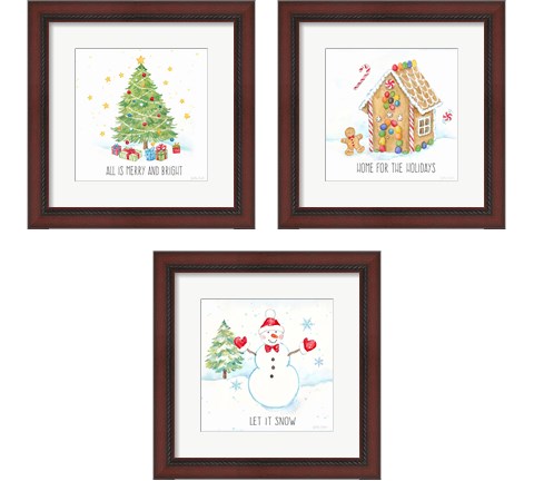 Vintage Holiday Cheer 3 Piece Framed Art Print Set by Cynthia Coulter