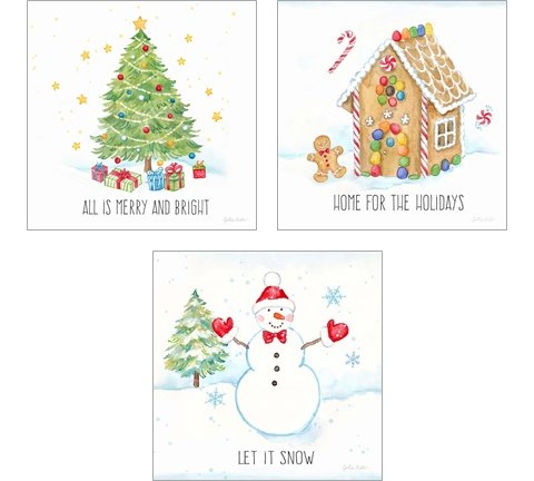 Vintage Holiday Cheer 3 Piece Art Print Set by Cynthia Coulter