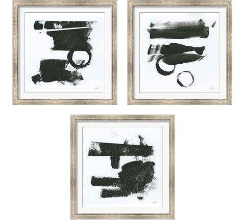 Gold and Black Elements 3 Piece Framed Art Print Set by Mike Schick