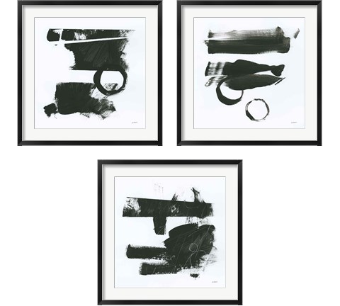 Gold and Black Elements 3 Piece Framed Art Print Set by Mike Schick