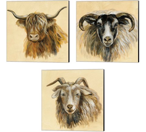 Highland Animal 3 Piece Canvas Print Set by Silvia Vassileva