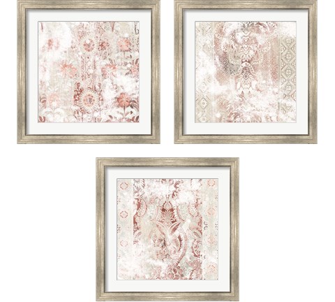 World Traveler Textile 3 Piece Framed Art Print Set by June Erica Vess
