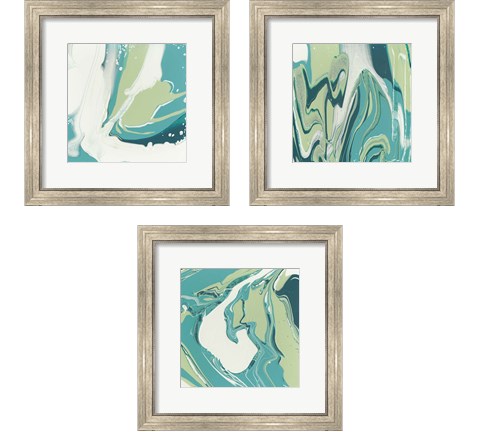 Flowing Teal 3 Piece Framed Art Print Set by Studio W