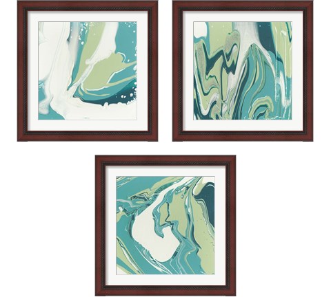Flowing Teal 3 Piece Framed Art Print Set by Studio W