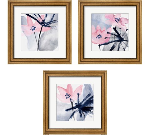 Pink Water Lilies 3 Piece Framed Art Print Set by Melissa Wang