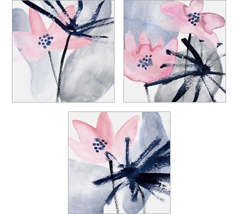 Pink Water Lilies 3 Piece Art Print Set by Melissa Wang