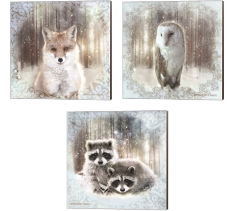 Enchanted Winter Fox 3 Piece Canvas Print Set by Bluebird Barn