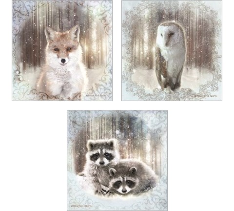 Enchanted Winter Fox 3 Piece Art Print Set by Bluebird Barn