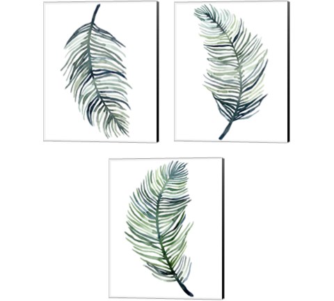 Watercolor Palm Leaves 3 Piece Canvas Print Set by Emma Scarvey