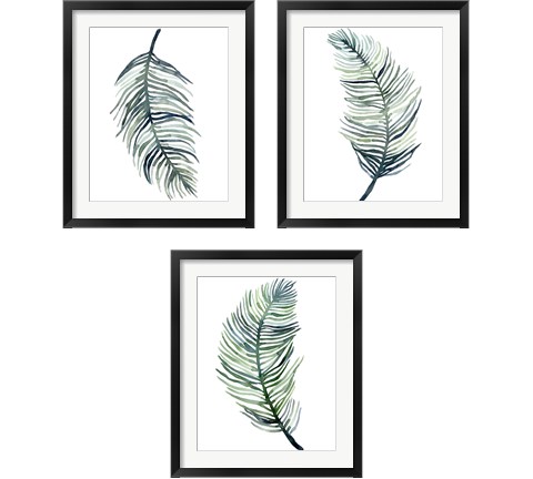 Watercolor Palm Leaves 3 Piece Framed Art Print Set by Emma Scarvey