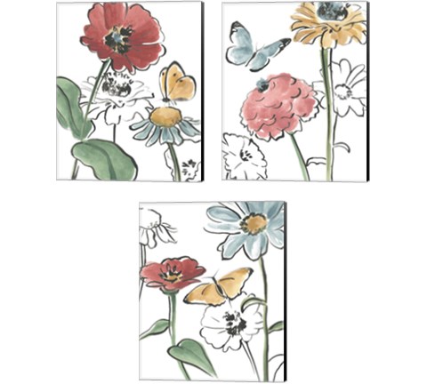 Boho Florals 3 Piece Canvas Print Set by June Erica Vess