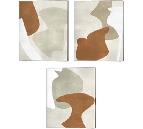 Beige Stucture 3 Piece Canvas Print Set by Melissa Wang