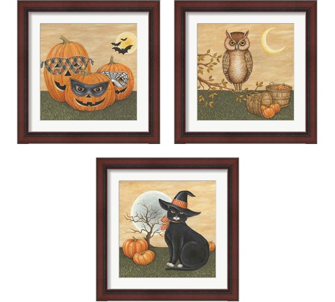 Funny Pumpkins 3 Piece Framed Art Print Set by David Carter Brown