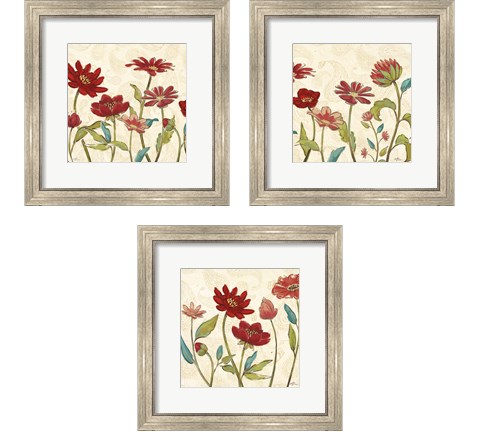 Red Gold Beauties 3 Piece Framed Art Print Set by Janelle Penner