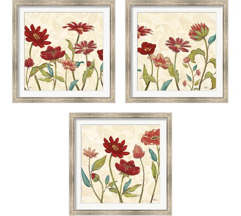 Red Gold Beauties 3 Piece Framed Art Print Set by Janelle Penner