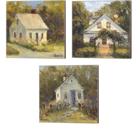 Sweet Cottage 3 Piece Canvas Print Set by Marilyn Wendling