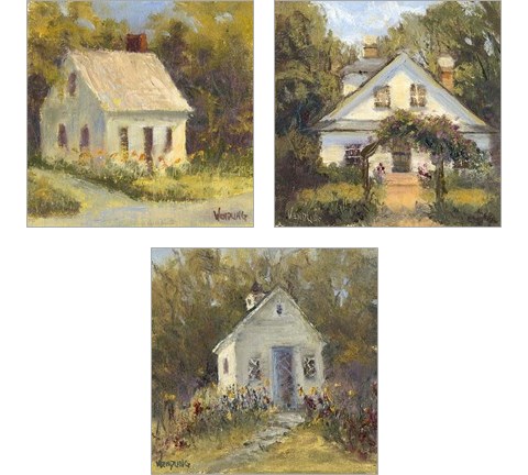 Sweet Cottage 3 Piece Art Print Set by Marilyn Wendling