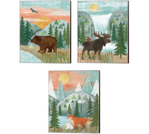 Woodland Forest 3 Piece Canvas Print Set by Veronique Charron