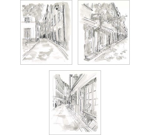 European City Sketch 3 Piece Art Print Set by June Erica Vess