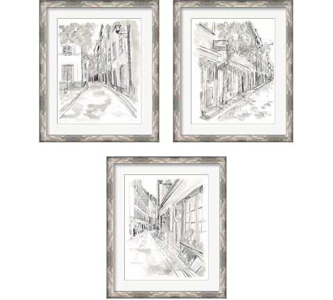 European City Sketch 3 Piece Framed Art Print Set by June Erica Vess